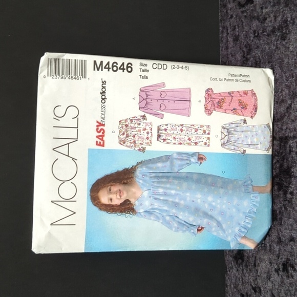 🐢McCall's M4646 Uncut/Unused Sewing Pattern Girl's Pajamas Size CDD (2,3,4,5) - Picture 1 of 4